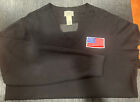 Ll Bean Sweater Mens L Cotton V-Neck Long Sleeve Pullover Black  American Flag