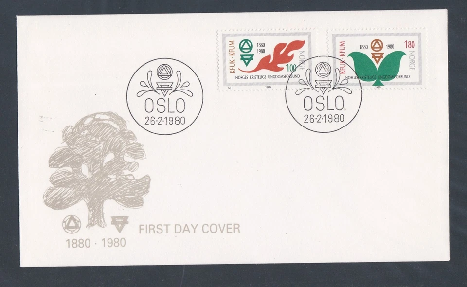 NORWAY 1980 FIRST DAY COVER CHRISTIAN YOUTH ASSOC CENTENARY  + CACHET - Image 1 of 1
