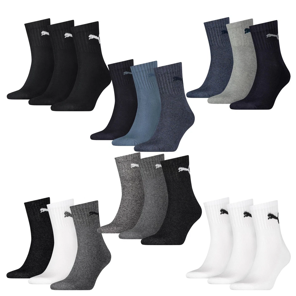 3 Paar Puma Socken Short Crew Sportsocken Tennis Socken Gr. 35 - 49 Unisex