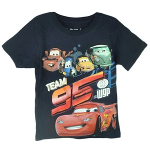 Disney Cars 2 Movie Animation Team 95 Boys Tshirt Tee Navy Pit Crew McQueen  - Picture 1 of 1