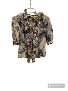 Guess Damen Vintage Top Größe XS transparente Seide Knopfleiste Baby Puppe Fee Y2K - Bild 1 von 9