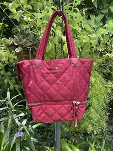 SAM EDELMAN ARIANNA QUILTED PUFFER TOTE HANDBAG WINE With MATCHING CLUTCH LOVE - Picture 1 of 22