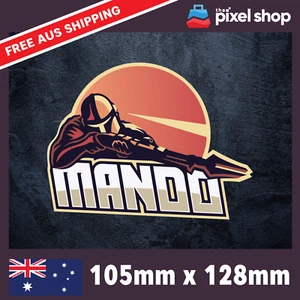 Mandalorian Mando Sticker - Decal Safety Funny Joke Boat 4x4 starwars - Picture 1 of 5