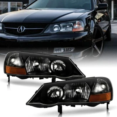[For HID Xenon Model] Black 2002-2003 Acura TL Headlamps lights Pair Left+Right - Image 1 of 4