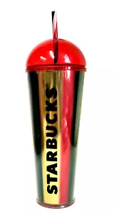 Starbucks 2024 Metallic Red, Green & Gold Stripe Cold Cup Dome Tumbler Holiday - Bild 1 von 9