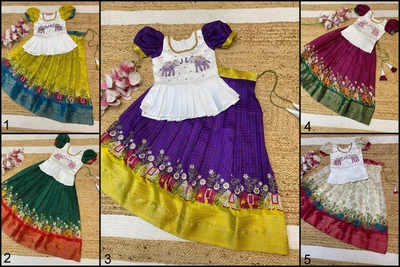 Conjunto de blusa Lehenga Dolla suave cosida completa para niños y niñas KL-DI Foto 1 de 2