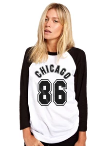 Chicago 86 - Streetwear Hipster Womens Baseball Top - Picture 1 of 3