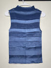 Vintage 90s Nicola Crinkled Top Size L Blue Pleated High Neck Sleeveless 