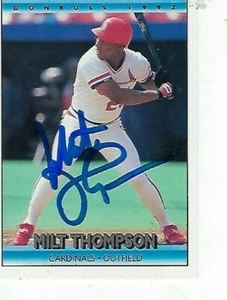 MILT THOMPSON FIRMADO A MANO 1992 DONRUSS #513 - CARDENALES DE SAN LOUIS - Imagen 1 de 1