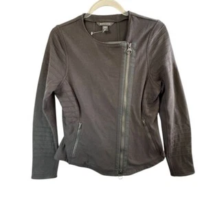 Athleta Moto Style Zip Front Jacket Quilted Black Athletic Casual Wear M Grunge - Picture 1 of 12