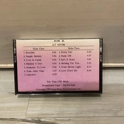 RARE Jon B Bonafide SONY PROMO Cassette Tap BT 66436 Sony Made - Image 1 of 4