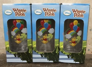 Disney Winnie The Pooh Drinking Glass X 3 Boxed Rainbow Balloons Design New - Picture 1 of 4