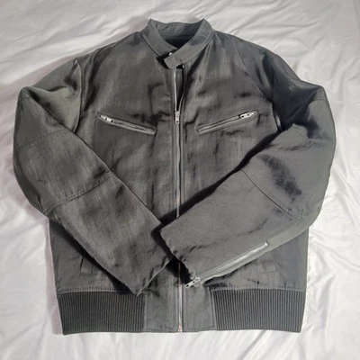 Chaqueta Bomber Helmut Lang Moto Fight Cremallera, Talla M, Verde Oliva Usada en Excelente Condición Foto 1 de 4