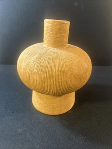 Vintage Glas Vase bauchig sand hellbraun strukturiert 8" Dekor - Bild 1 von 7
