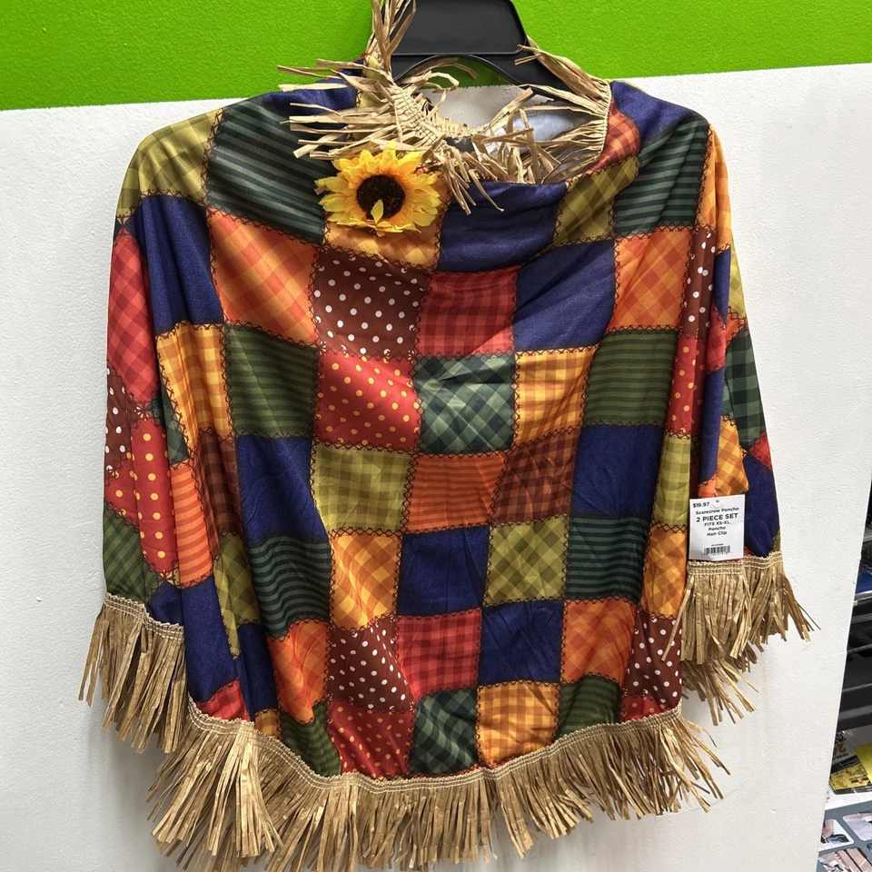 Poncho espantapájaros colorido divertido para mujer XS-XL (sin pinza para el cabello) Foto 1 de 1
