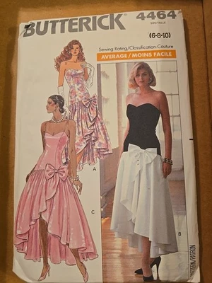 4464 Vtg Butterick SEWING Pattern Miss' 1985 Formal Evening Gown Dress 6-10 UC - Image 1 of 2