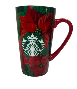 Starbucks 2020 Coffee Mug Christmas Red Poinsettia 16 oz 6” Tall Year 2020 - Picture 1 of 7