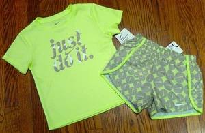 NIKE SPORT AUTHENTIC TODDLERS GIRLS ORIGINAL BRAND NEW 2Pc SHORTS SET Sz 6, NWT - Picture 1 of 2