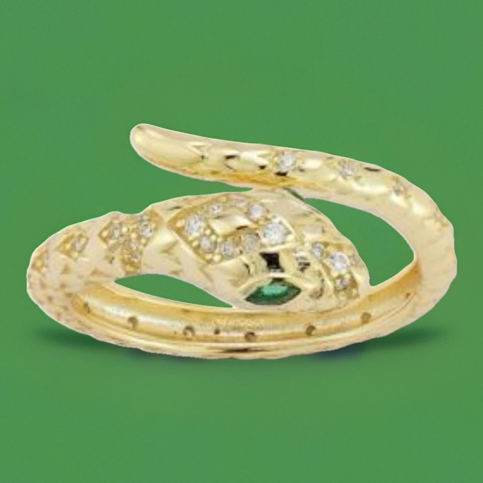 ¡NUEVO! Anillo de serpiente de plata esterlina chapado en oro de Rachel Zoe / Talla 7 / ¡Un gran regalo! Foto 1 de 2