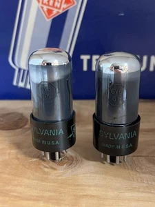 6V6GT Sylvania green print, grey glass, chrome dome, one pair - Picture 1 of 1
