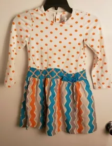 Counting Daisies Girls Multicolor Long Sleeve Polka Dot Geometric Dress 6X 37-6 - Picture 1 of 7