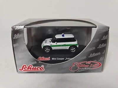 SCHUCO 1:87 21680 MINI COOPER POLIZEI POLICE HO / OO MODEL RAIL MODEL CAR - Image 1 of 2