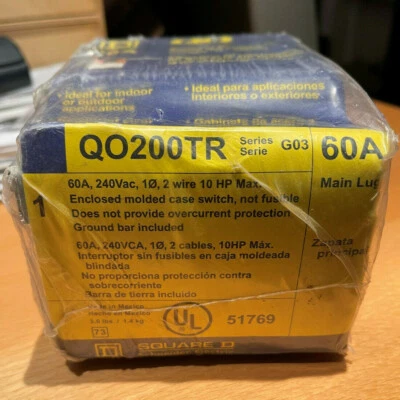 SQUARE D, Q0200TR, 60 Amp SWITCH FUSE BOX , SERIES G03  (J25) Foto 1 de 4
