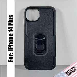 Case for iPhone 14 Plus - Rugged Black | Dual Layer | Ring Holder & Stand - Picture 1 of 10