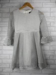 Bardot Junior girls fit & flare dress black white stripe 14 years 3/4 sleeve - Picture 1 of 12