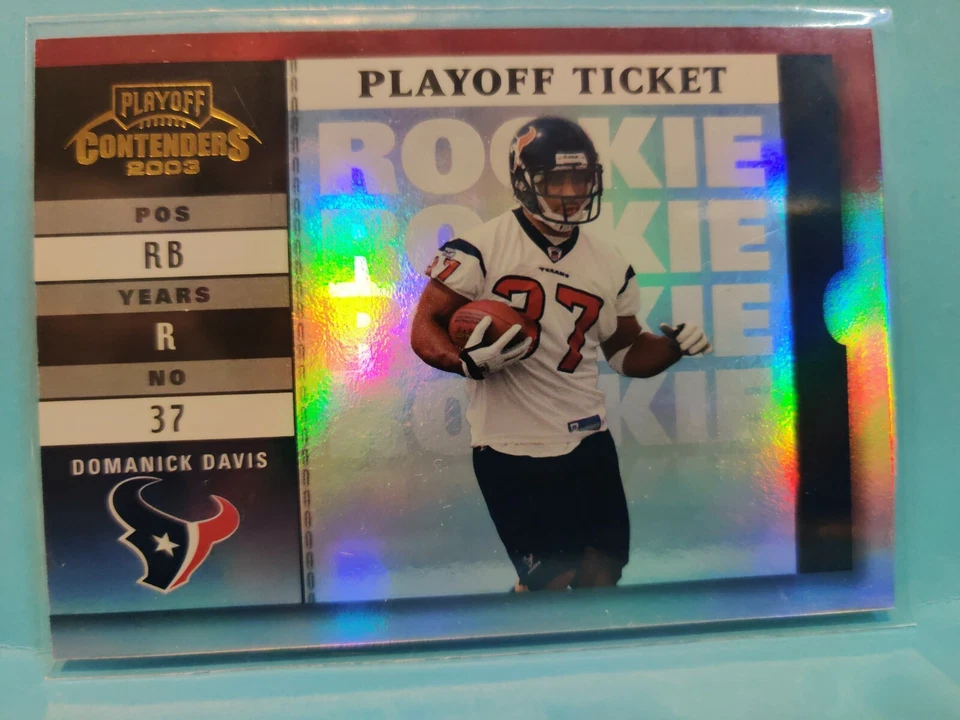 Boleto de playoffs Contenders 2003 fútbol americano Domanick Davis Playoffs RC #164 --/30 Foto 1 de 4