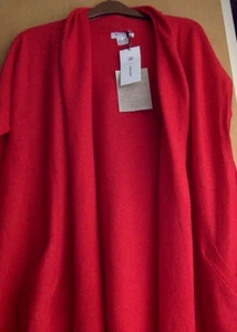Cotton Cashmere Red Open Cardigan UK 8 10 12 BNWT - Picture 1 of 7