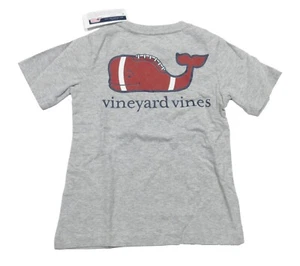 Vineyard Vines Boys Grey Heather Football Whale Graphic Print Pocket T-Shirt - Picture 1 of 5