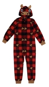 Wonder Nation Youth Hooded Buffalo Print Union Suit Sleeper ~ Size XXL (18) - Picture 1 of 2