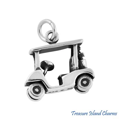 Berloque de prata esterlina maciça 3D 925 veículo elétrico carrinho de golfe FEITO NOS EUA - Imagem 1 de 3