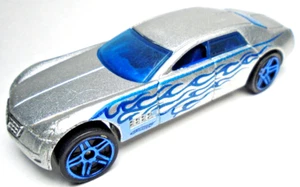 2003 HOT WHEELS CADILLAC V-16 SILVER 1:64 DIECAST 3 1/8" CAR WITH BLUE FLAMES - Picture 1 of 6