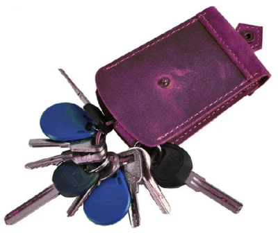 men women key box case Rings holder pocket cow Leather pouch bag purple H350 - Image 1 of 4