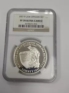 1997 P LAW OFFICERS COMMEMRATIVE SILVER COIN! GRADED P70 ULTRA CAMEO BY NGC! - Picture 1 of 4