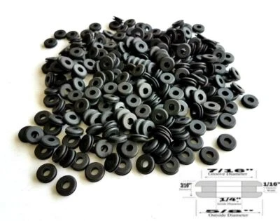 RUBBERFEETWAREHOUSE Lot of 100 Rubber Grommets 1/4" Inside Diameter, Fits 7/16" Panel Holes