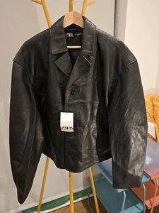 Zara mens regular fit real leather jacket black size L-XL - Picture 1 of 3