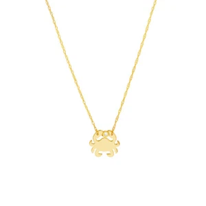 Collar Colgante Mini Cangrejo Diamante Amarillo Sólido 14K Ajustar - Imagen 1 de 5