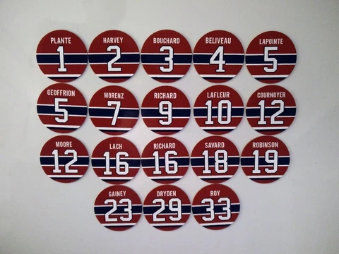 Montreal Canadiens Retired Jersey Magnets - Beliveau, Lafleur, Cournoyer, Dryden Cover