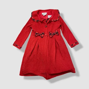 Rare Editions Kid's Girl's Red Coat Buffalo Check Dress Set Size 7 - Picture 1 of 2