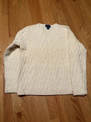 CHARTER CLUB Sweater Womens Size XL Cream Vtg wool Angora Rabbit Hair Cable Knit Foto 1 de 4