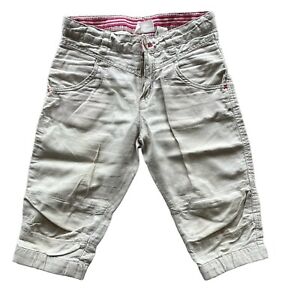 H&M Linen Beige Cropped Capri Pants Girls Size 5-6Y Adjustable