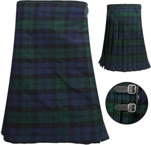 Men Scottish Black Watch Kilt Wedding Traditional Highland Acrylic Wool Tartan - Picture 1 of 10