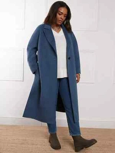 Live Unlimited Curve Double Faced Wool Blend Coat, Blue 16 - Picture 1 of 6