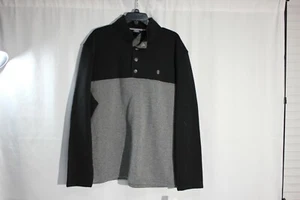 IZOD Men's Quarter Button Fleece Pullover, Black/Grey, Sz-2X-Large NWT - Picture 1 of 7