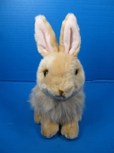 Aurora Purely Luxe Tan Bunny Rabbit Plush Pink Ears Hairy Stuffed Animal 10" - Picture 1 of 8