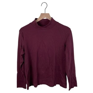 Croft & Barrow Classic Mock Neck Long Sleeve Top Women's Size Large Burgundy Red - Picture 1 of 6