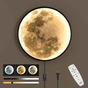 QIYIMEILUX Dimmable Moon Wall Sconce Plug in Modern LED Wall Light with Remot... - Picture 1 of 6